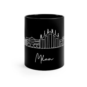 Milan City Skyline Italy Black Mug 11oz Ceramic