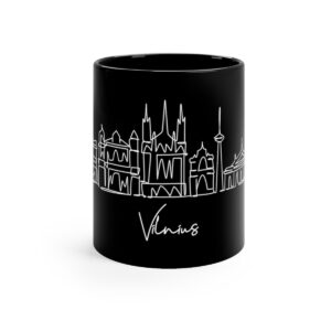 Vilnius City Skyline Black Mug 11oz Ceramic