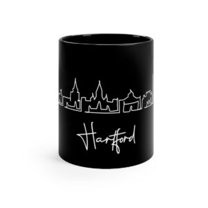 Hartford City Skyline Black Mug 11oz Ceramic