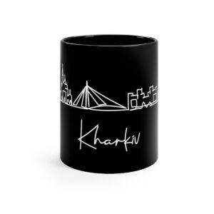 Kharkiv City Skyline Ukraine Black Mug 11oz Ceramic