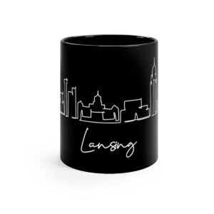 Lansing City Skyline Black Mug 11oz Ceramic