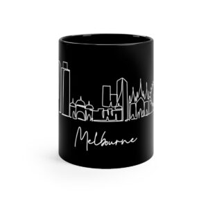Melbourne City Skyline Black Mug 11oz Ceramic