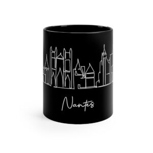 Nantes City Skyline France Black Mug 11oz Ceramic