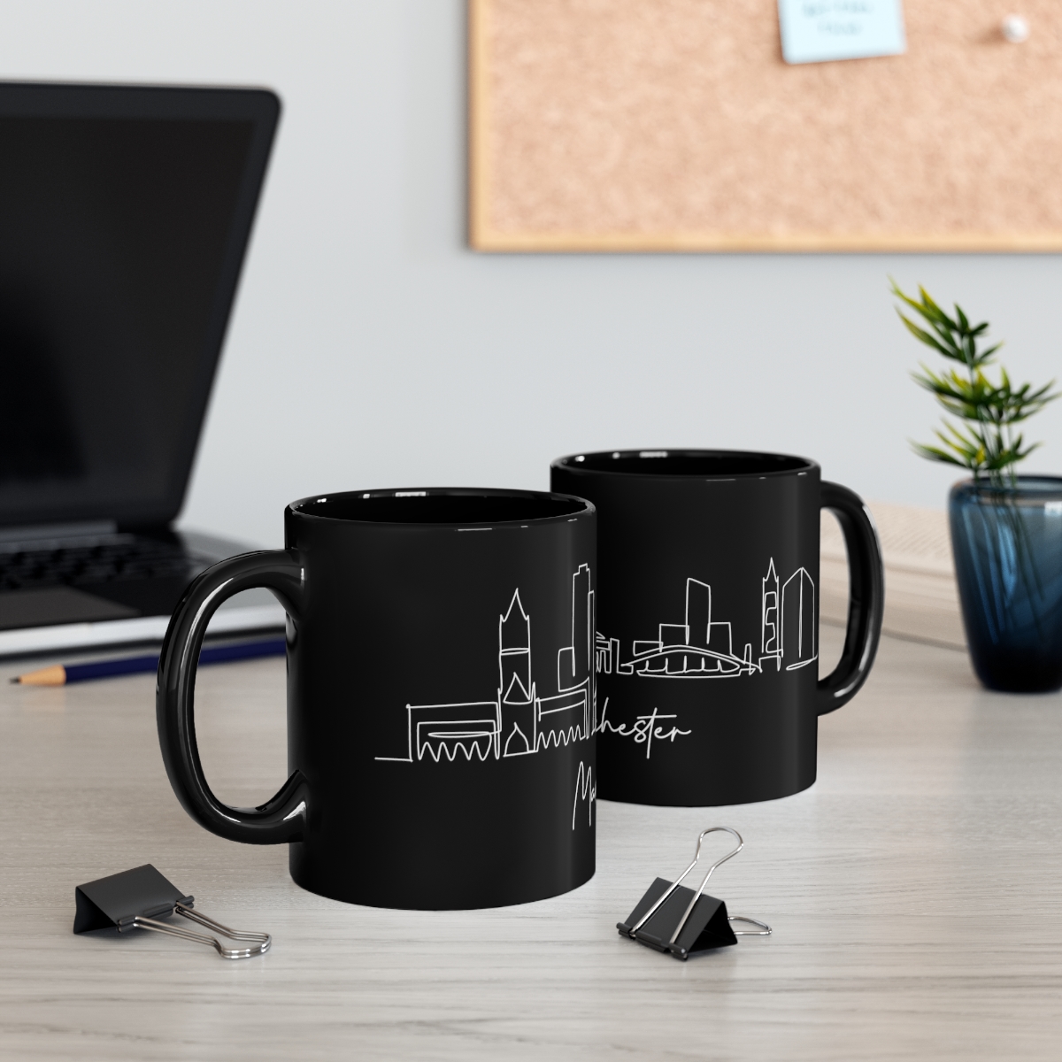Manchester City Skyline 1 Black Mug 11oz Ceramic - Image 5