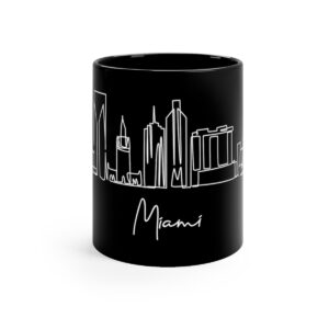 Miami City Skyline United Black Mug 11oz Ceramic