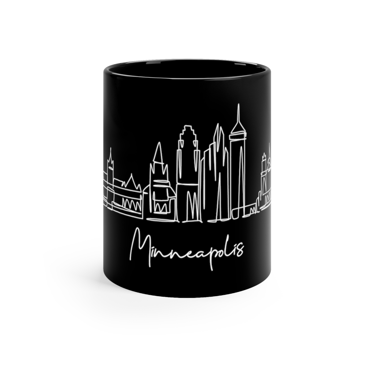 Minneapolis City Skyline Black Mug 11oz Ceramic