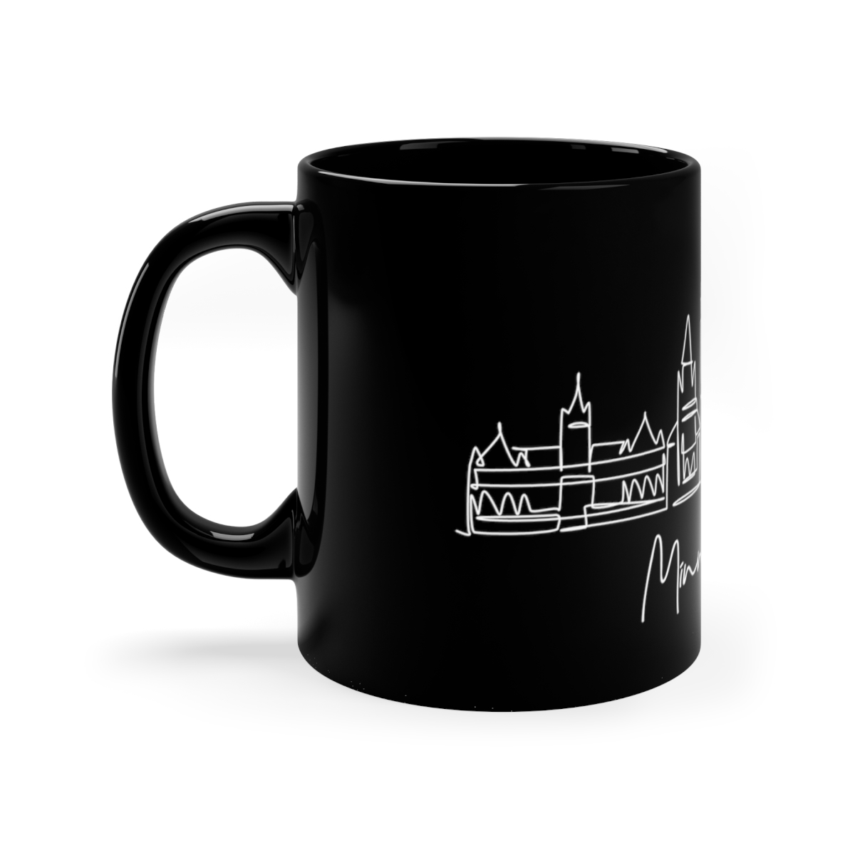 Minneapolis City Skyline Black Mug 11oz Ceramic - Image 2