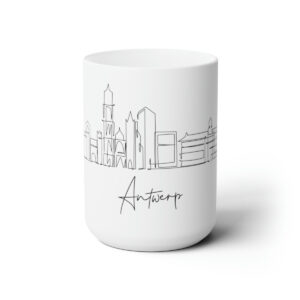 Antwerp City Skyline White Mug 15oz Ceramic