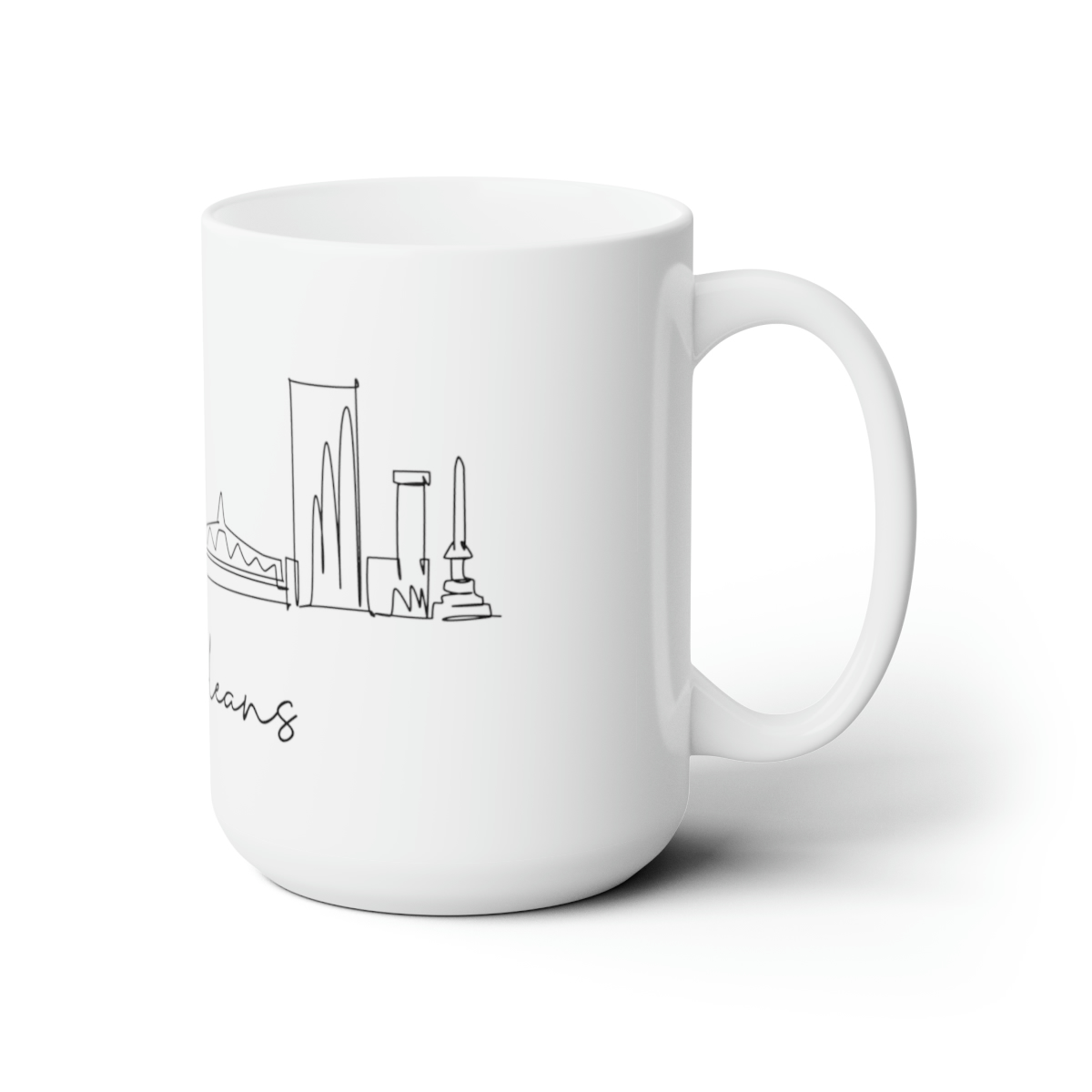 New Orleans City Skyline White Mug 15oz Ceramic - Image 3