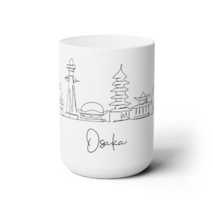 Osaka City Skyline Japan White Mug 15oz Ceramic