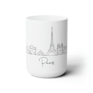 Paris City Skyline White Mug 15oz Ceramic