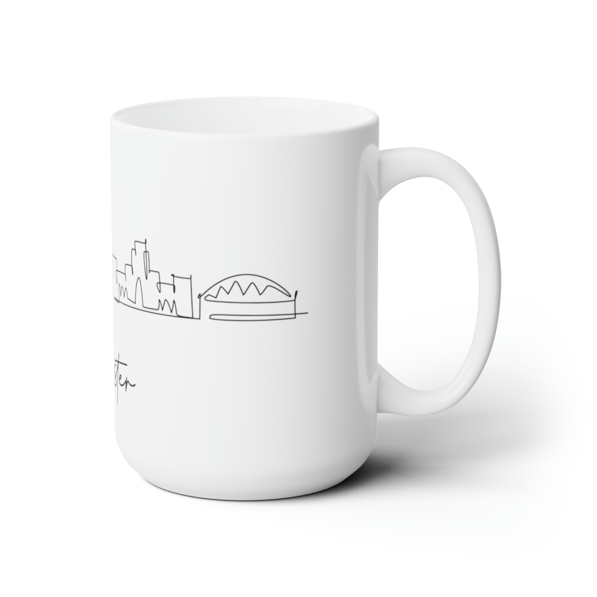 Rochester City Skyline New York White Mug 15oz Ceramic - Image 3