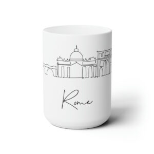 Rome City Skyline Italy White Mug 15oz Ceramic
