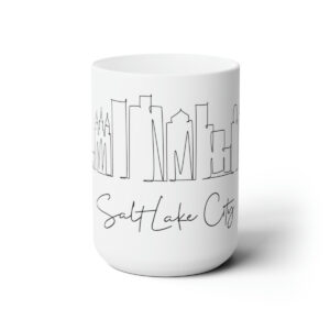 Salt Lake City Skyline Utah White Mug 15oz Ceramic