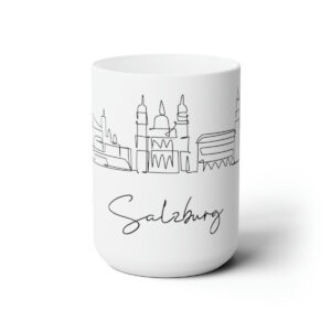 Salzburg City Skyline White Mug 15oz Ceramic