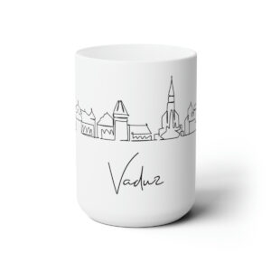 Vaduz City Skyline White Mug 15oz Ceramic