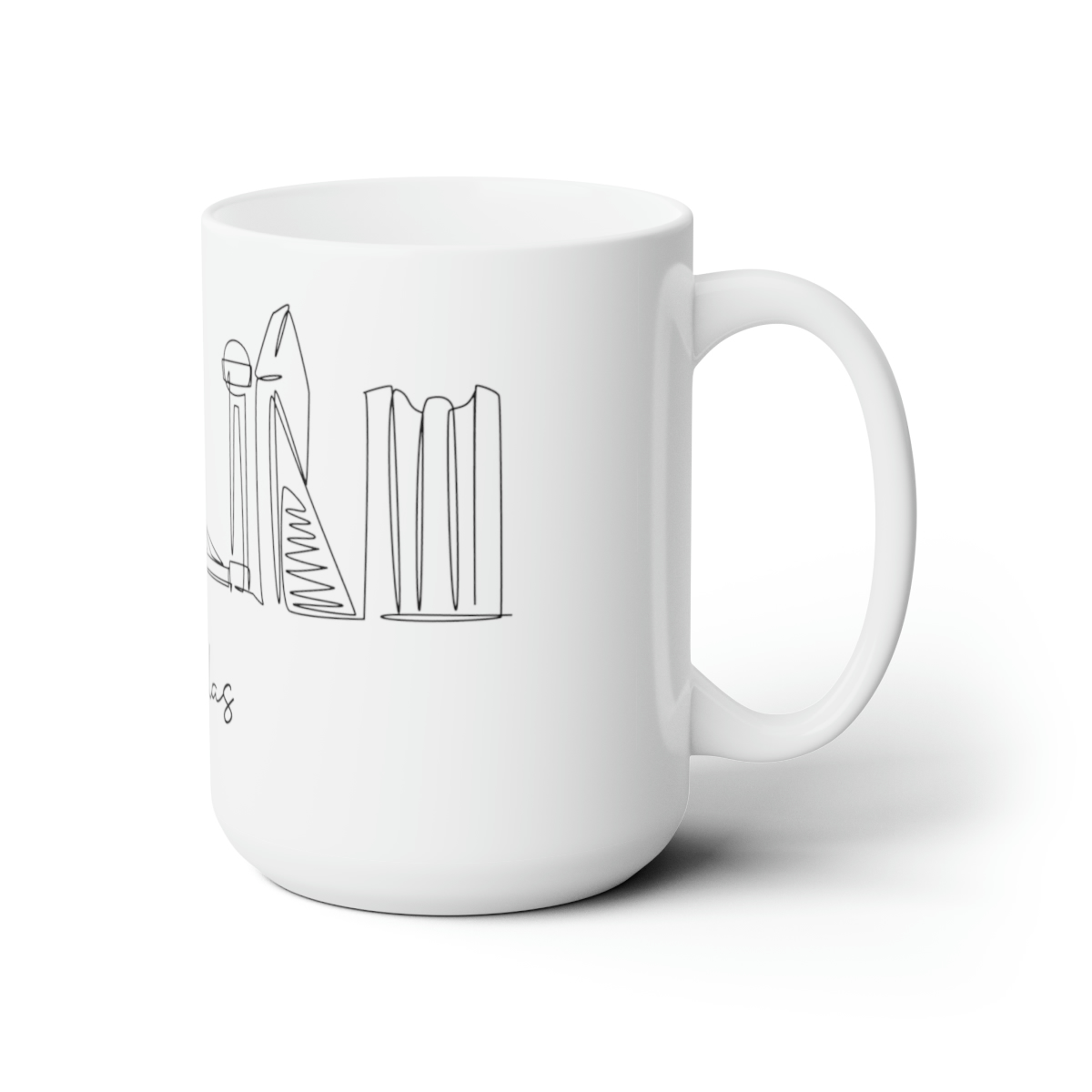Dallas City Skyline White Mug 15oz Ceramic - Image 3