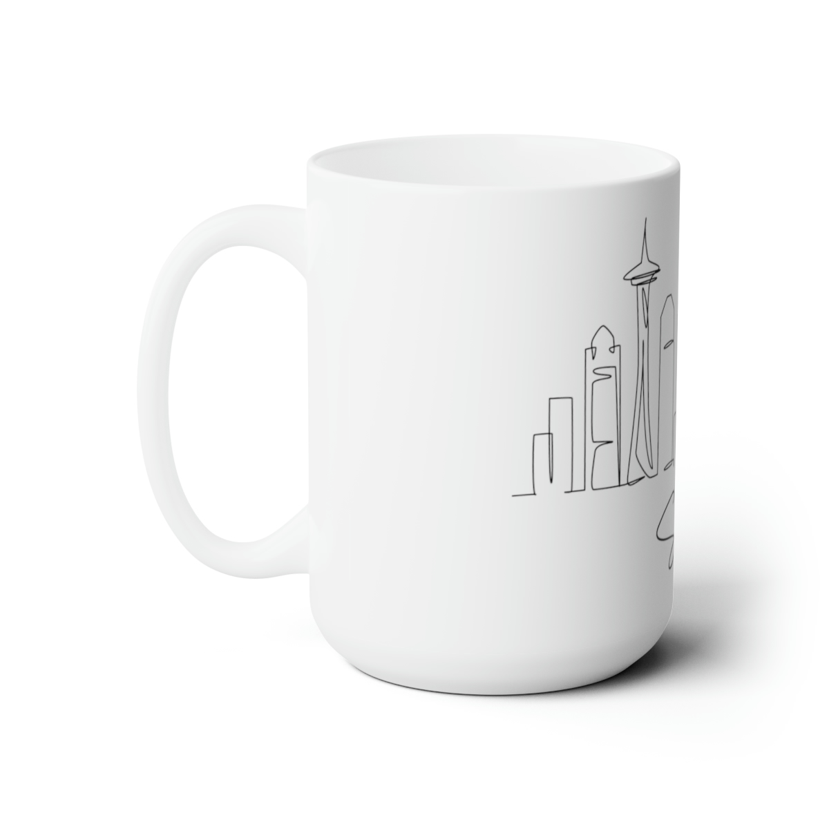 Seattle City Skyline White Mug 15oz Ceramic - Image 2