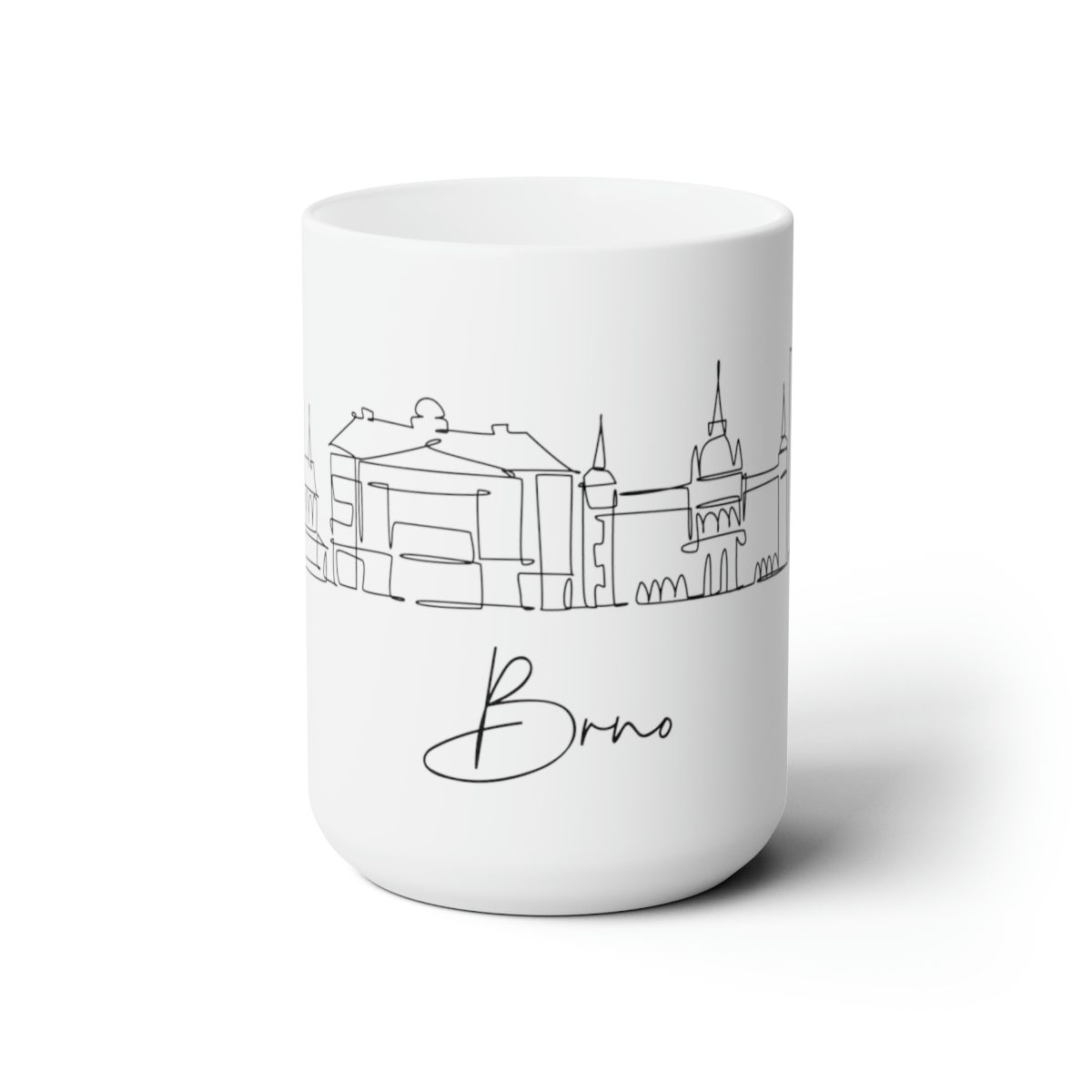 Brno City Skyline Czech Republic White Mug 15oz Ceramic