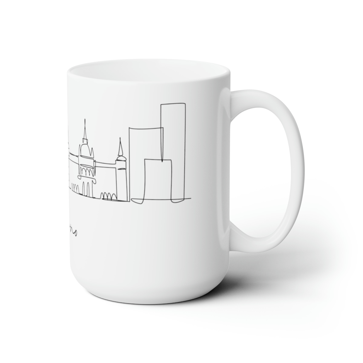 Brno City Skyline Czech Republic White Mug 15oz Ceramic - Image 3