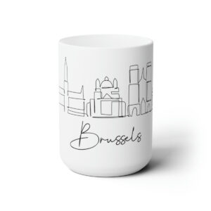 Brussels City Skyline Belgium White Mug 15oz Ceramic