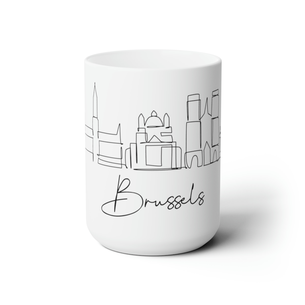 Brussels City Skyline Belgium White Mug 15oz Ceramic