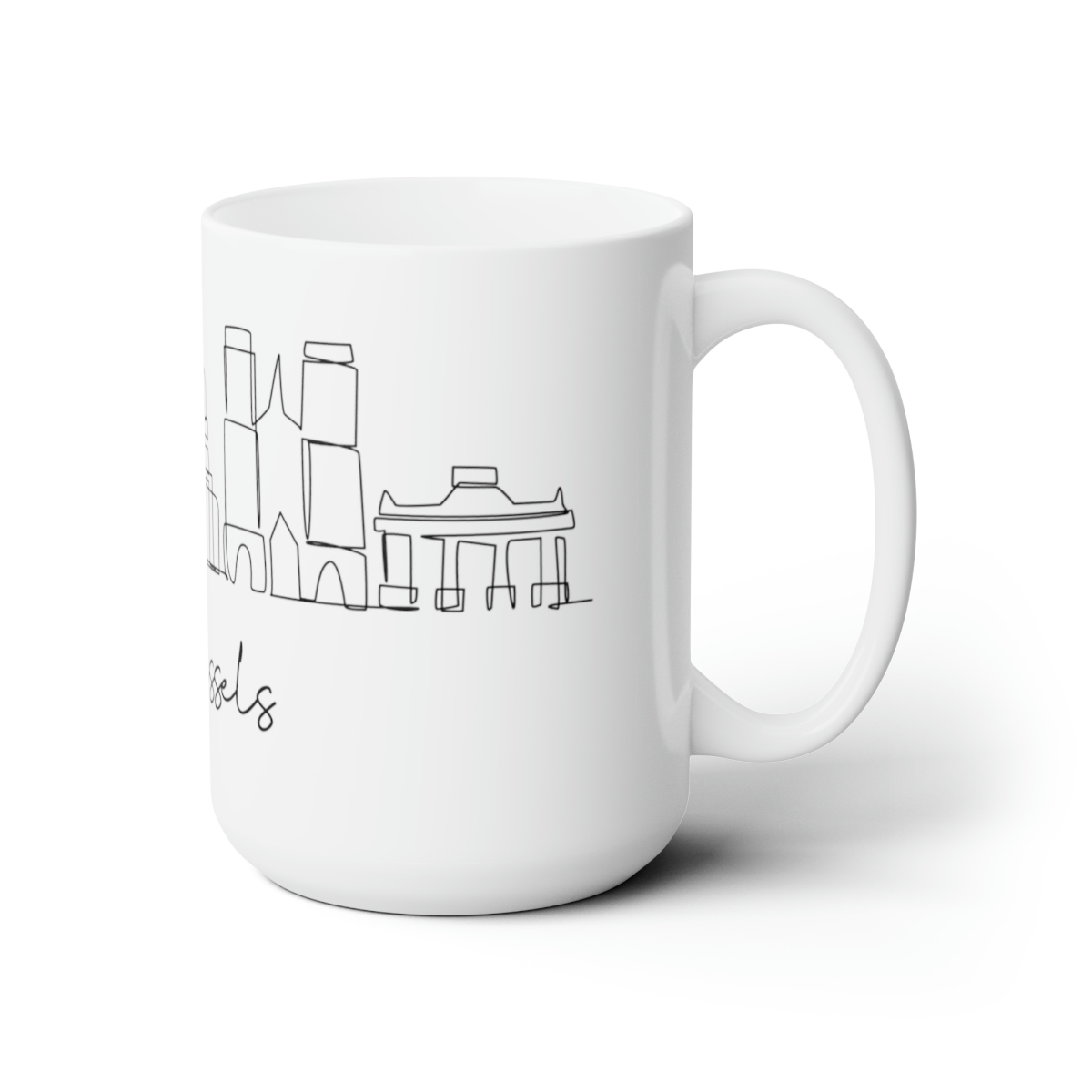 Brussels City Skyline Belgium White Mug 15oz Ceramic - Image 3
