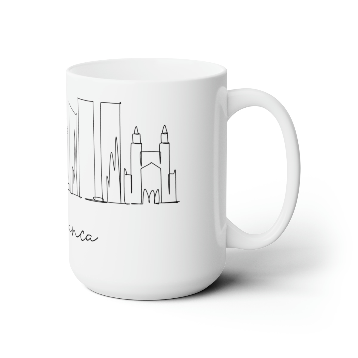 Casablanca City Skyline White Mug 15oz Ceramic - Image 3