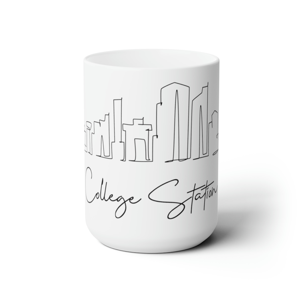 College Station City Skyline White Mug 15oz Ceramic