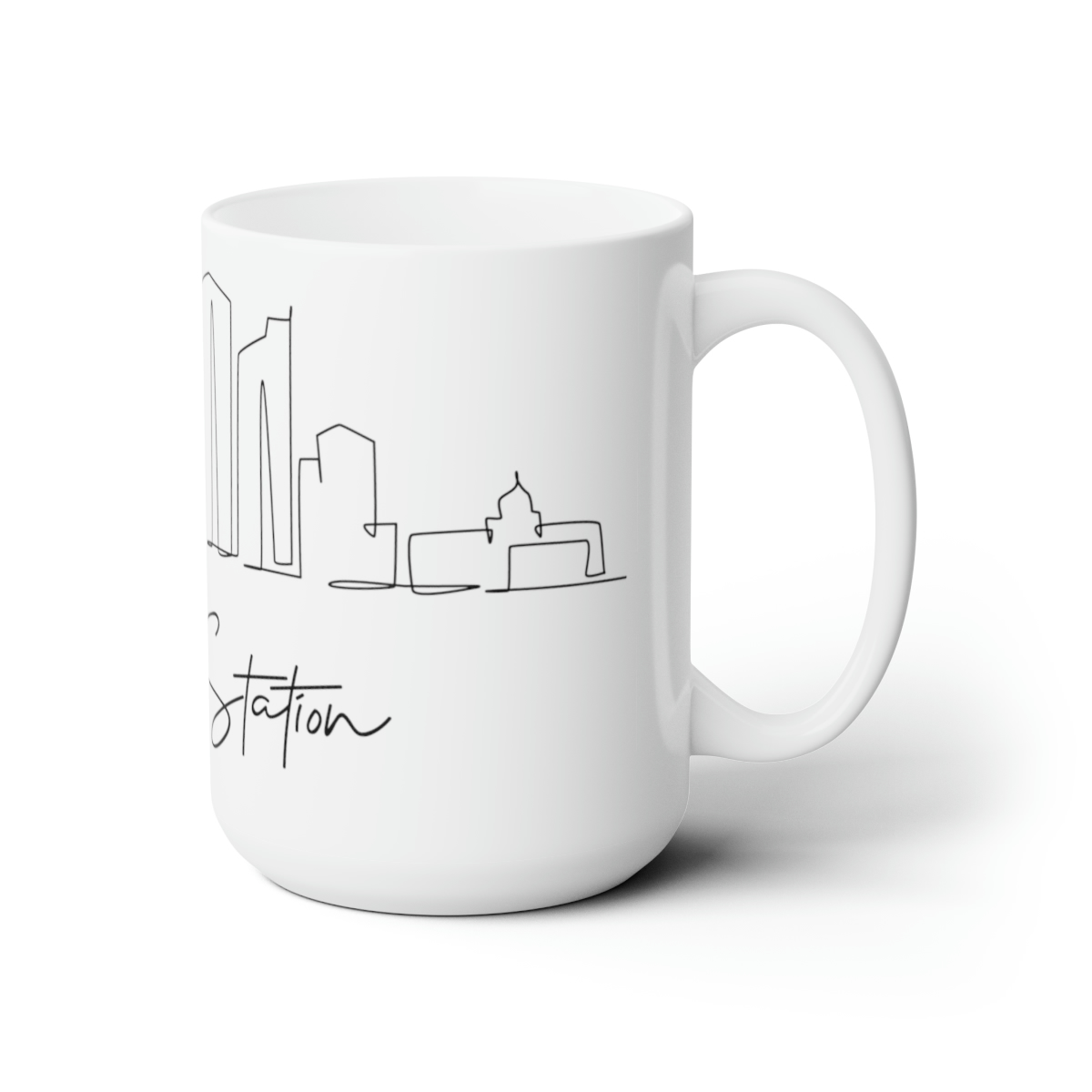 College Station City Skyline White Mug 15oz Ceramic - Image 3