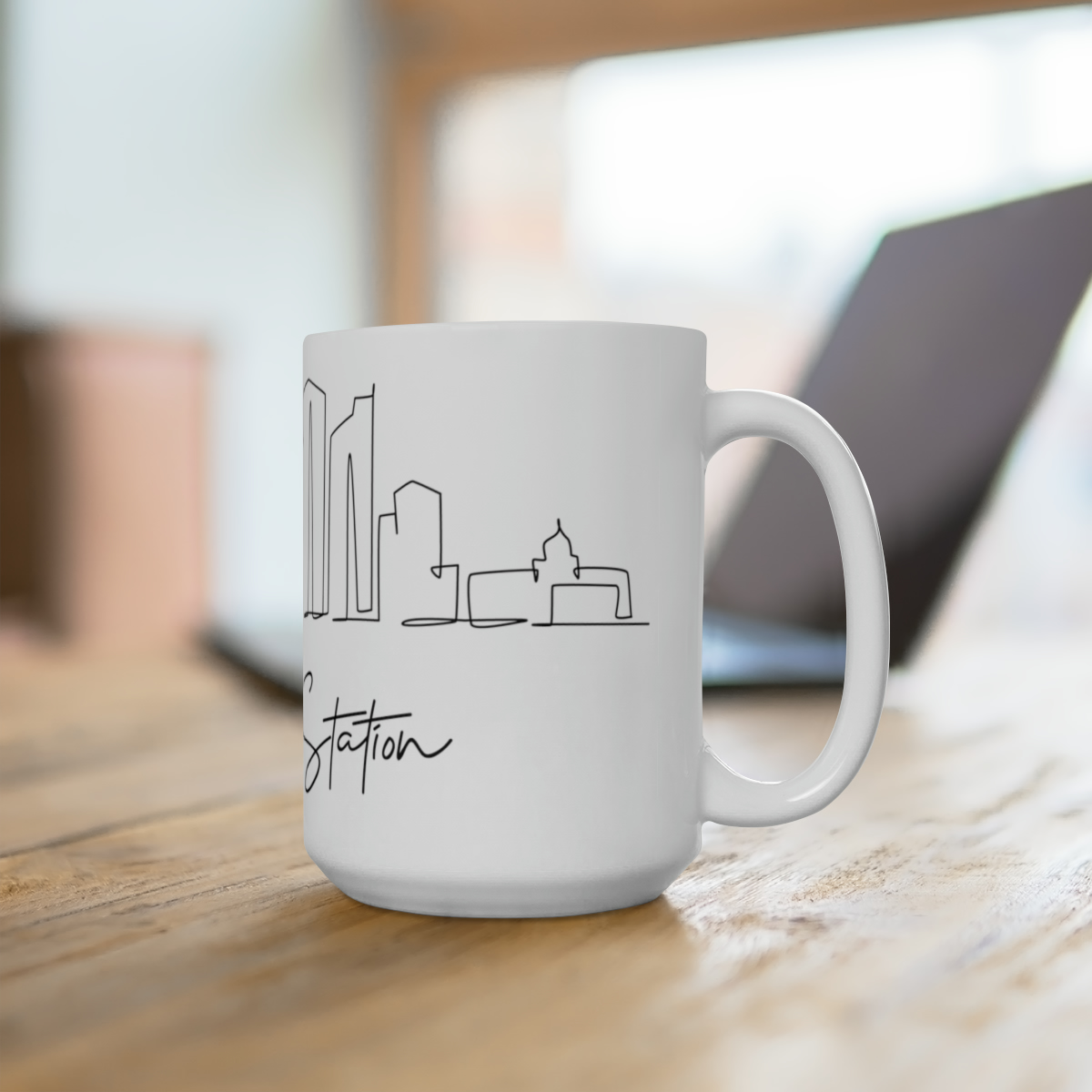 College Station City Skyline White Mug 15oz Ceramic - Image 4