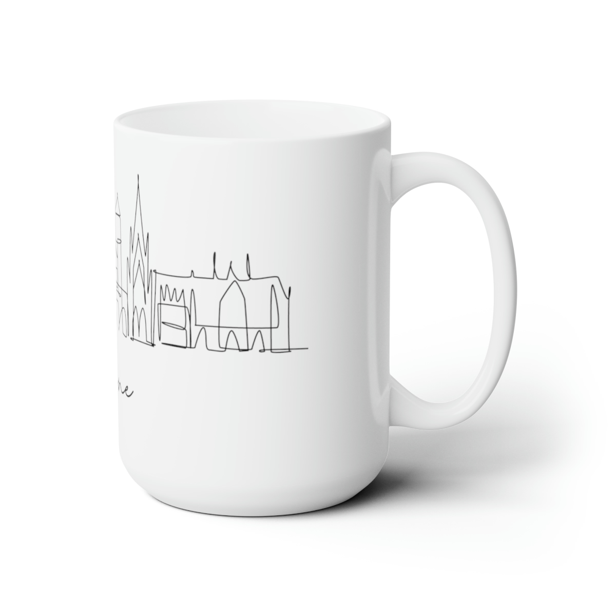 Cologne City Skyline White Mug 15oz Ceramic - Image 3