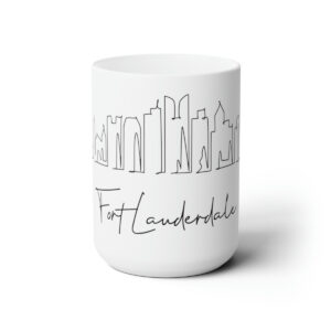 Fort Lauderdale City Skyline 1 White Mug 15oz Ceramic