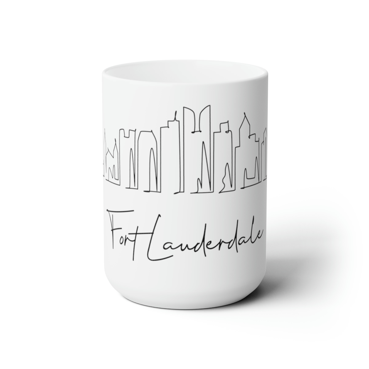 Fort Lauderdale City Skyline 1 White Mug 15oz Ceramic