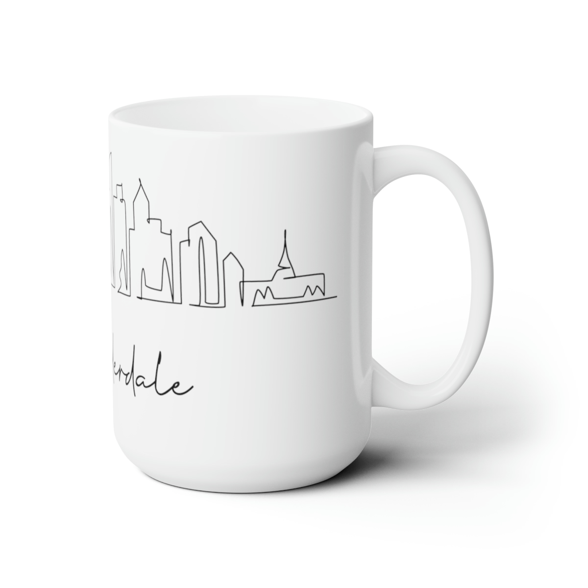 Fort Lauderdale City Skyline 1 White Mug 15oz Ceramic - Image 3