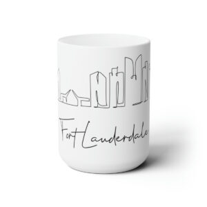 Fort Lauderdale City Skyline 2 White Mug 15oz Ceramic