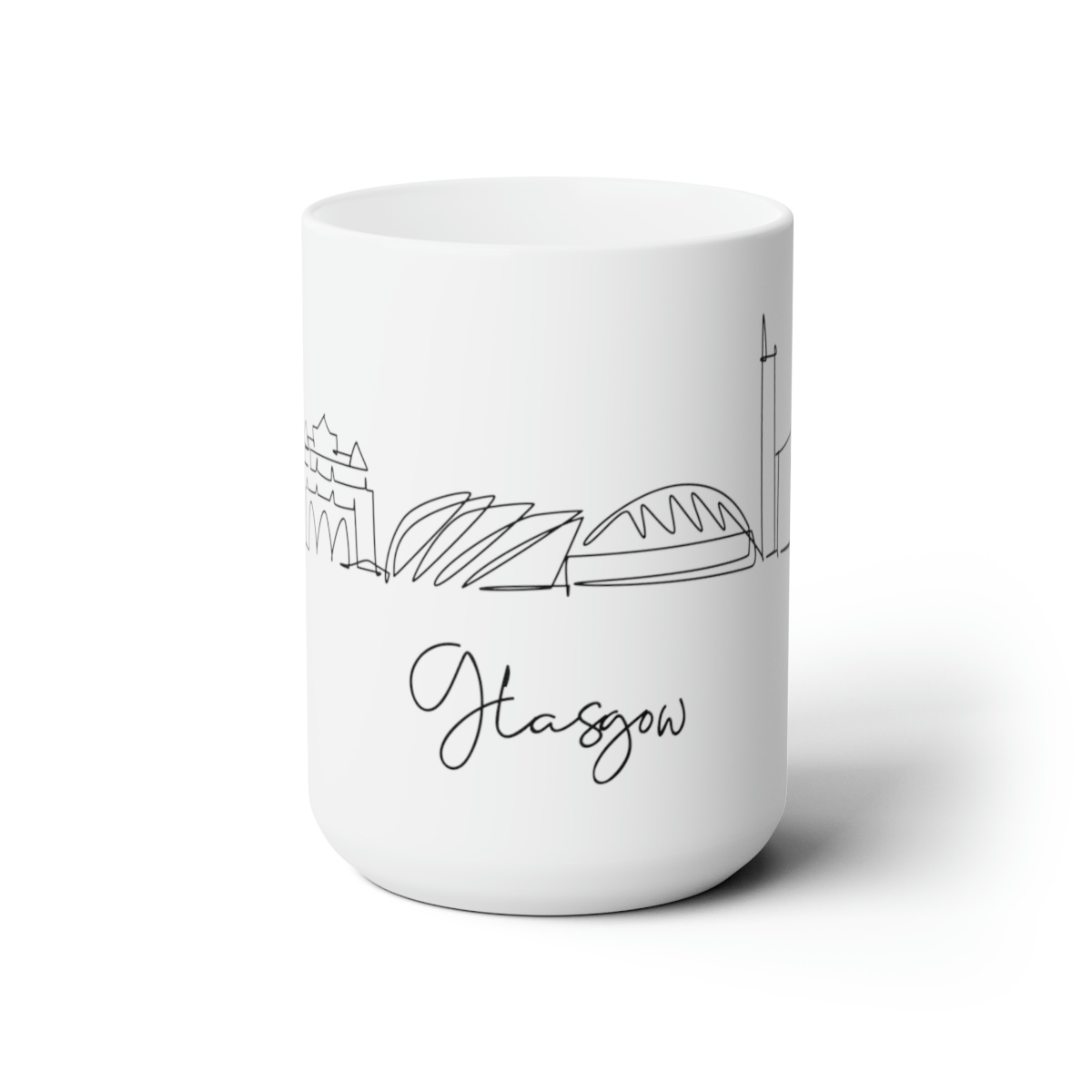 Glasgow City Skyline Scotland White Mug 15oz Ceramic