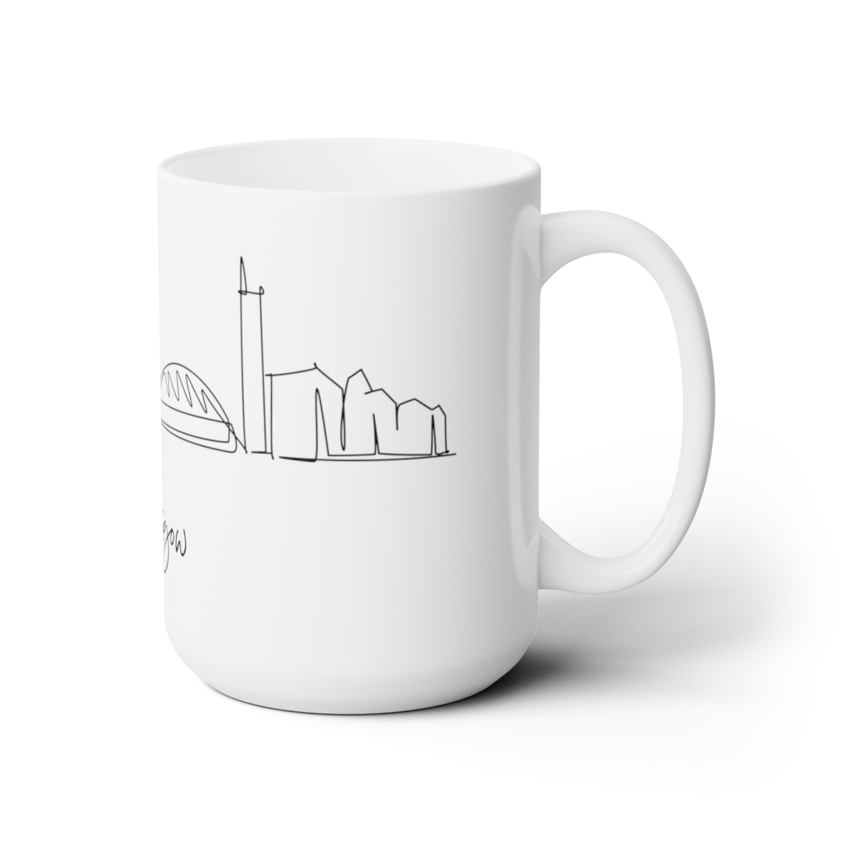 Glasgow City Skyline Scotland White Mug 15oz Ceramic - Image 3