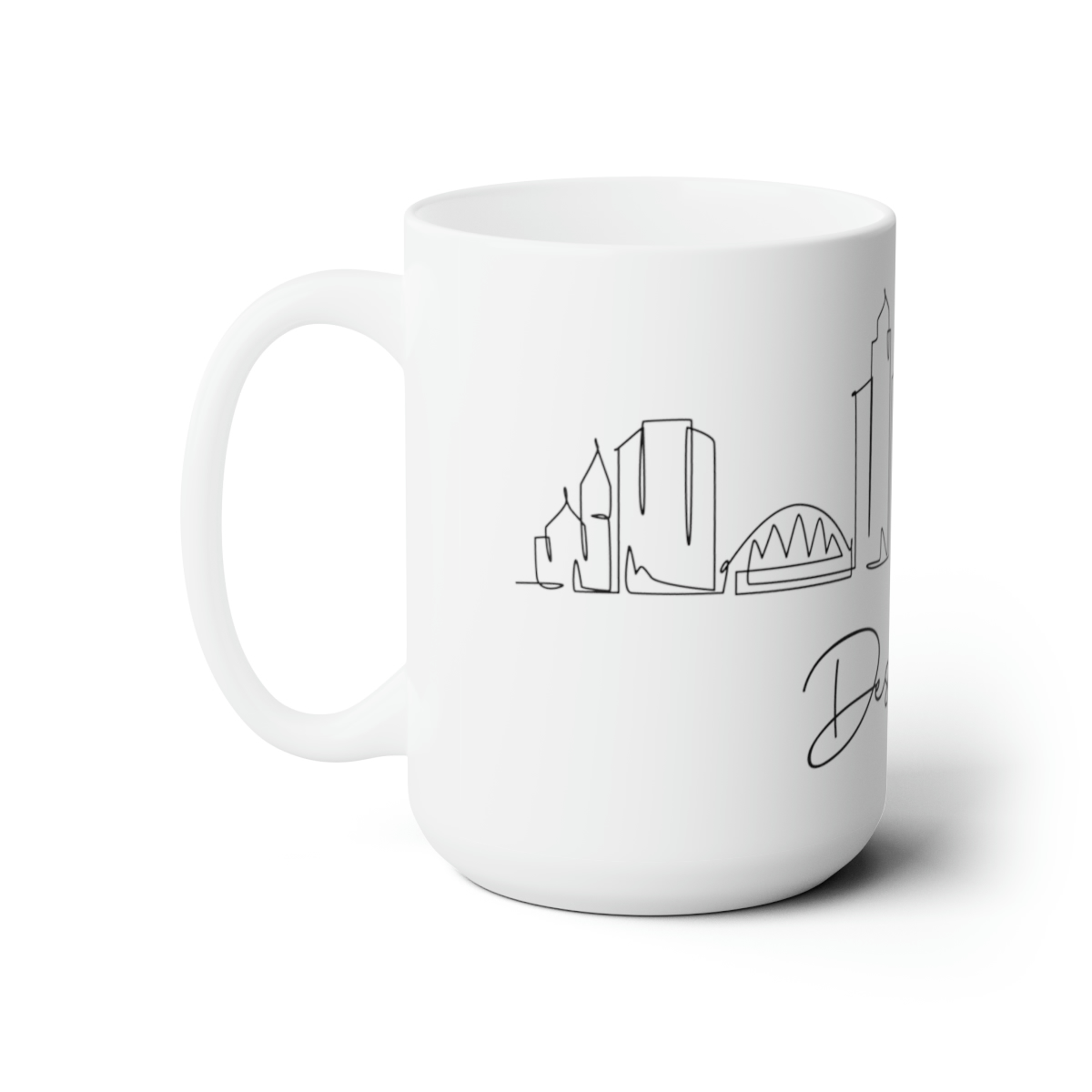 Des Moines City Skyline White Mug 15oz Ceramic - Image 2