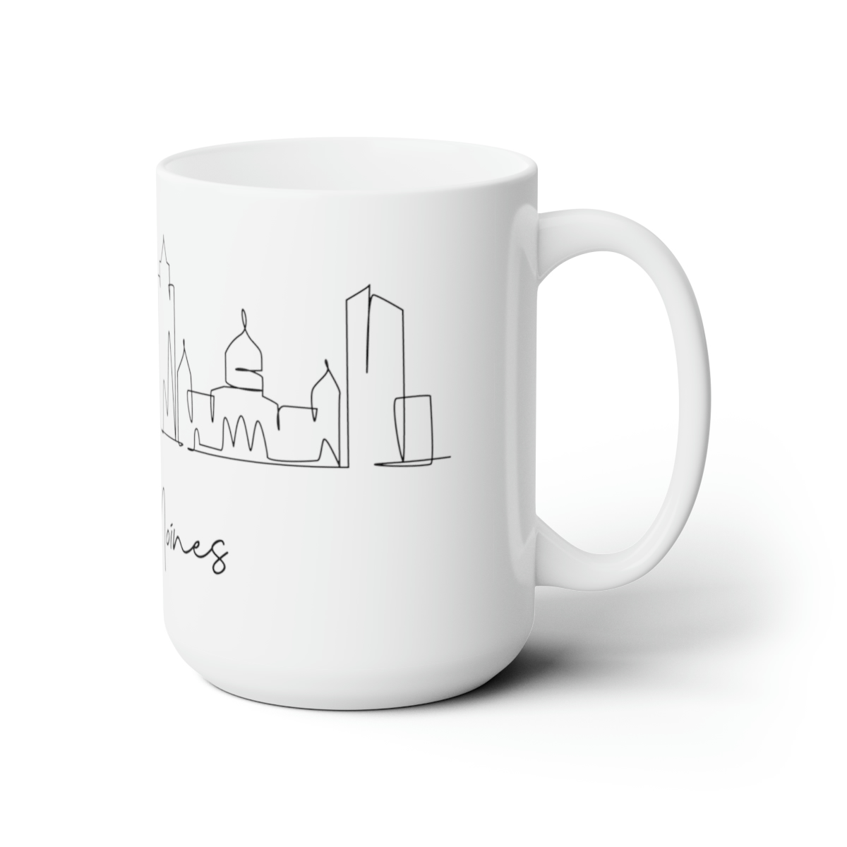Des Moines City Skyline White Mug 15oz Ceramic - Image 3