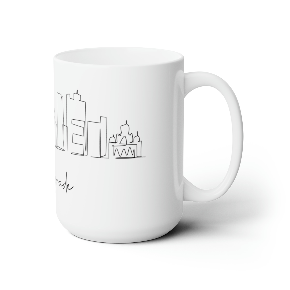 Belgrade City Skyline Serbia White Mug 15oz Ceramic - Image 3