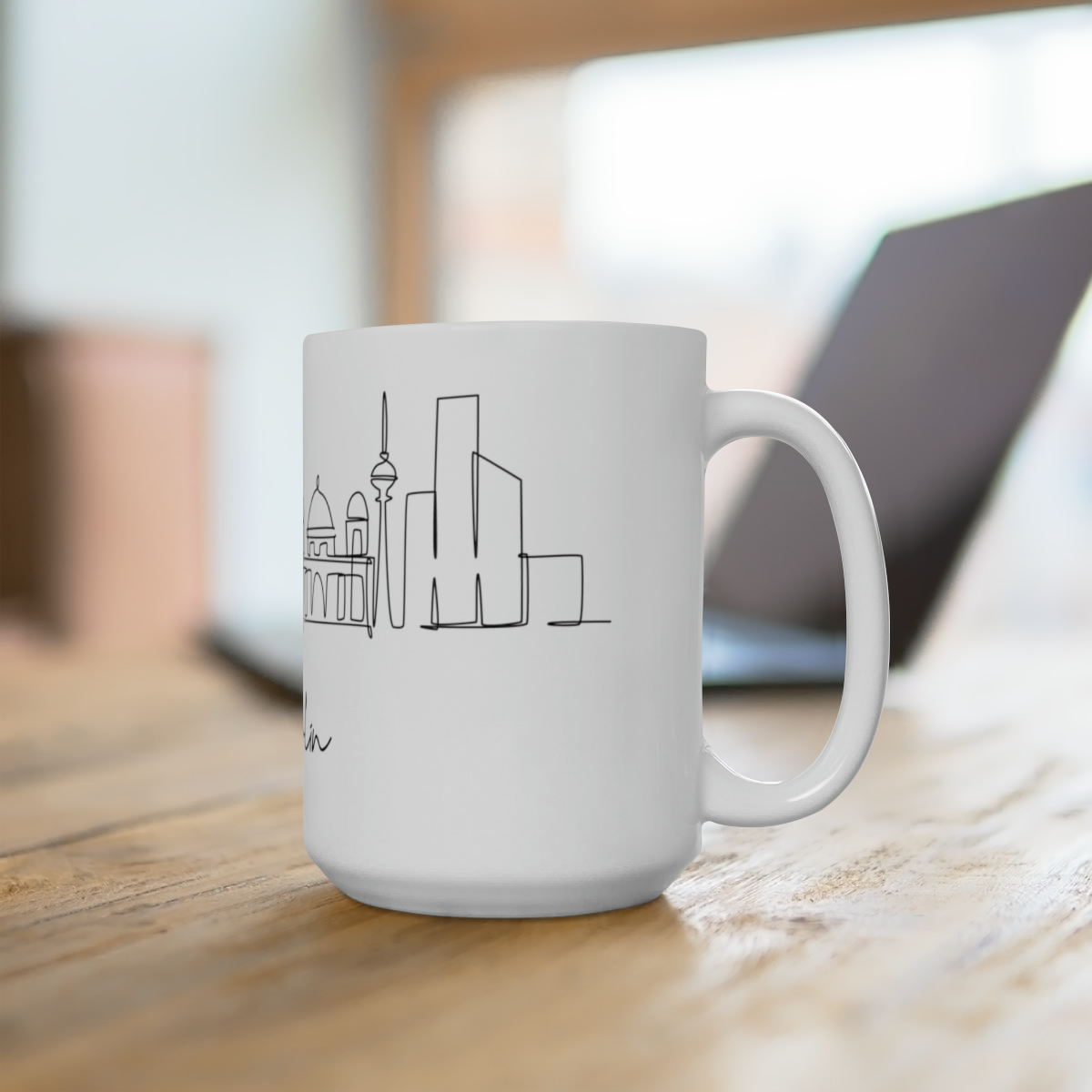 Berlin City Skyline 1 Germany White Mug 15oz Ceramic - Image 4