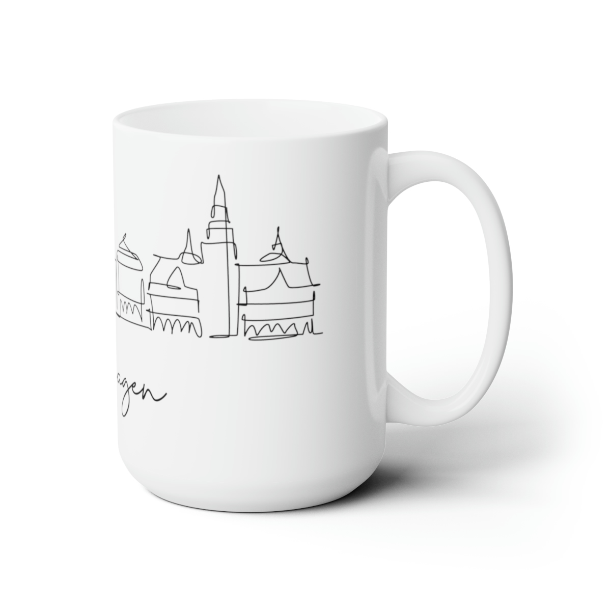 Copenhagen City Skyline White Mug 15oz Ceramic - Image 3