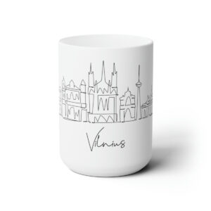 Vilnius City Skyline White Mug 15oz Ceramic