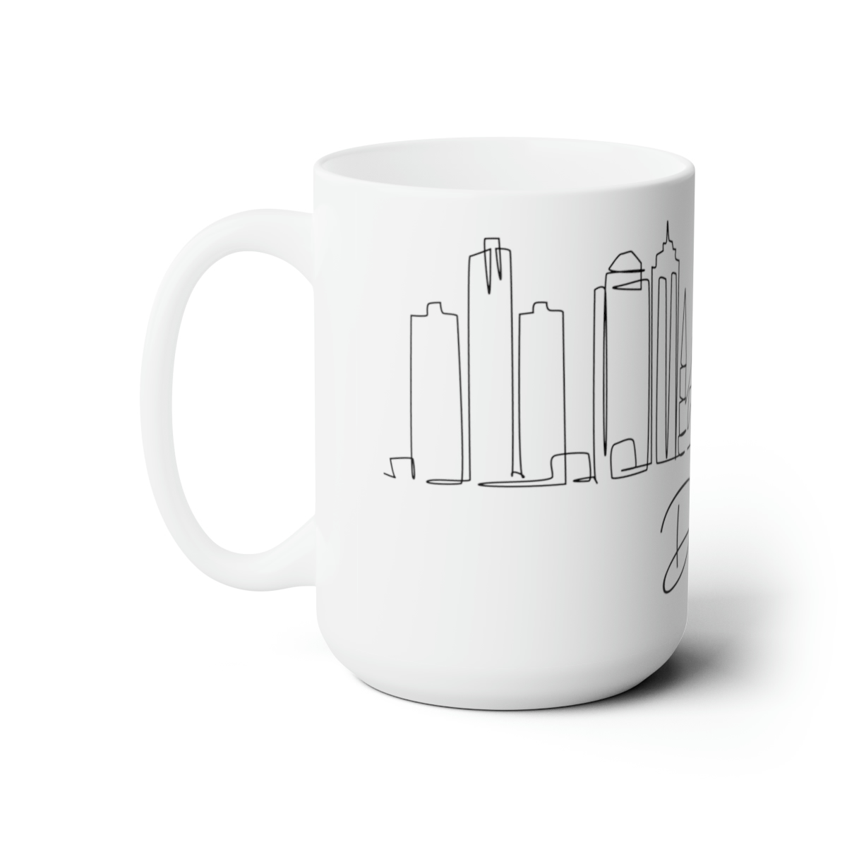 Detroit City Skyline White Mug 15oz Ceramic - Image 2
