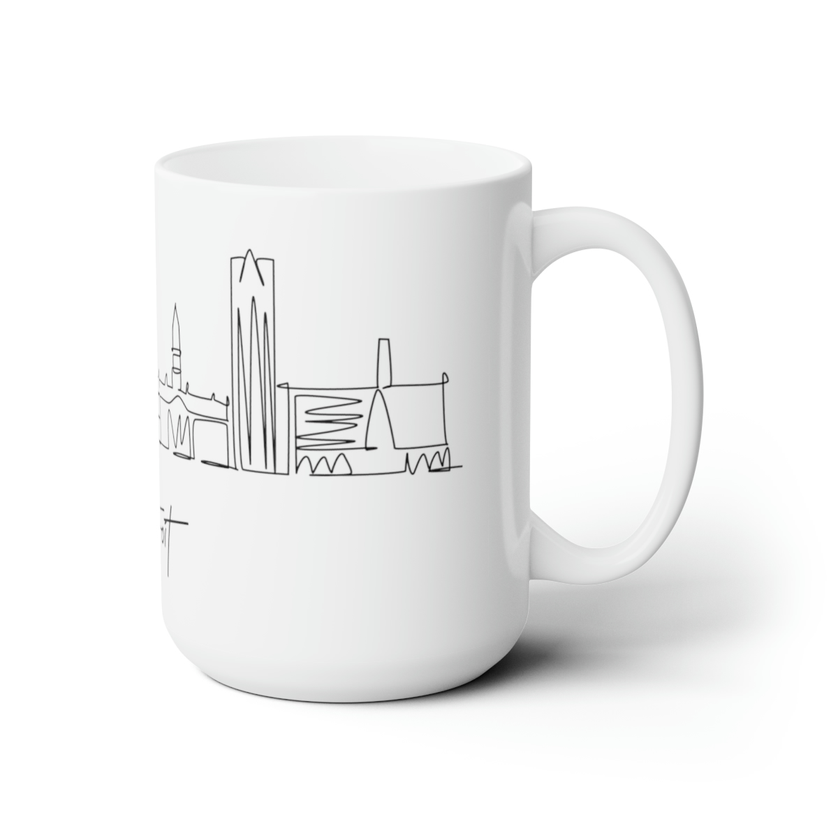 Detroit City Skyline White Mug 15oz Ceramic - Image 3