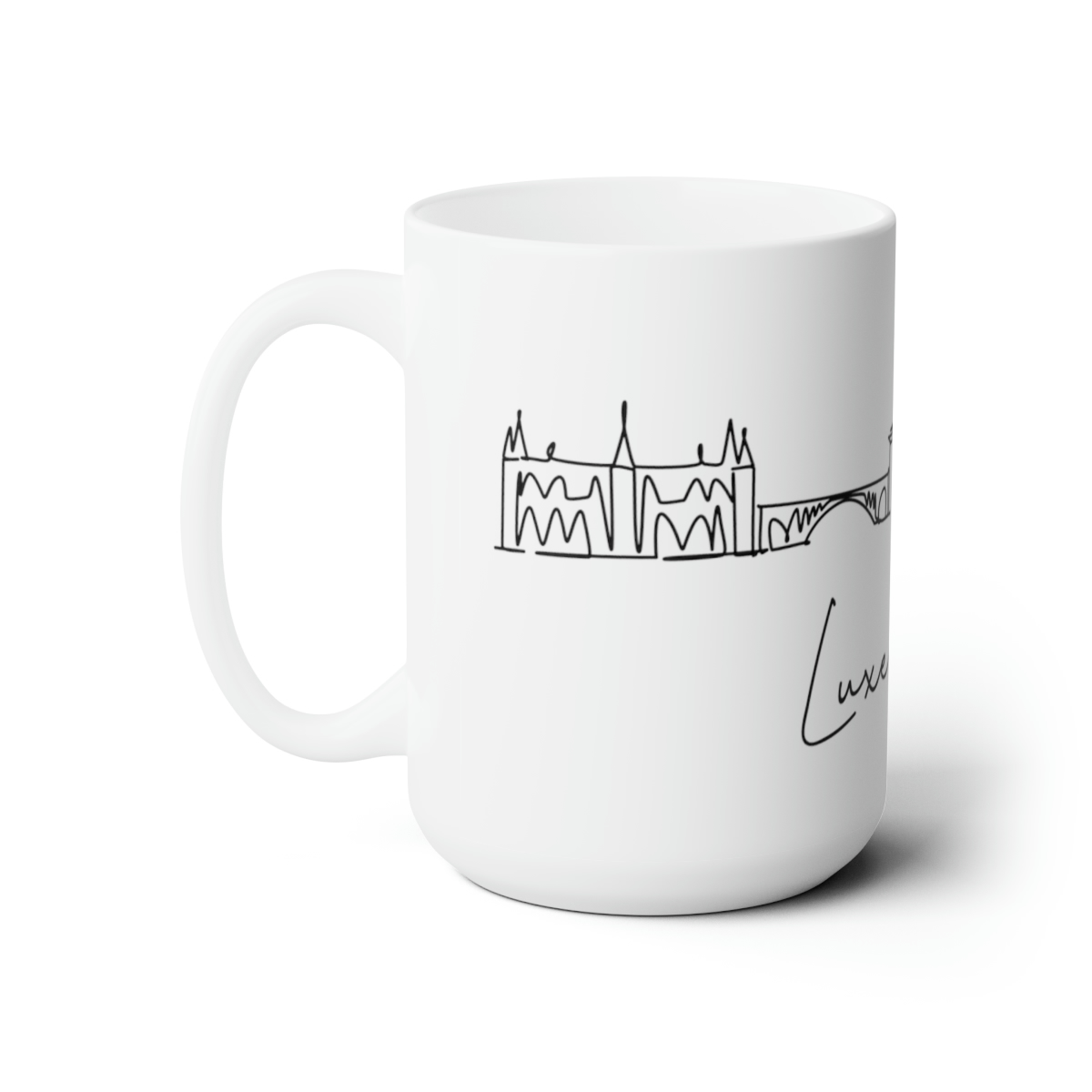 Luxembourg City Skyline 1 White Mug 15oz Ceramic - Image 2