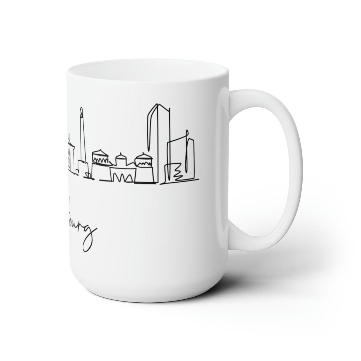 Luxembourg City Skyline 1 White Mug 15oz Ceramic - Image 3