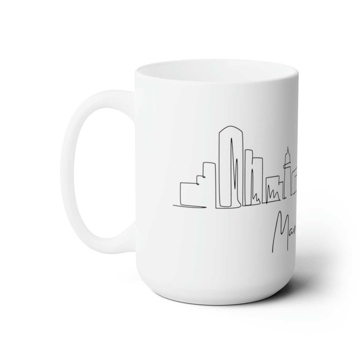 Manchester City Skyline 2 White Mug 15oz Ceramic - Image 2