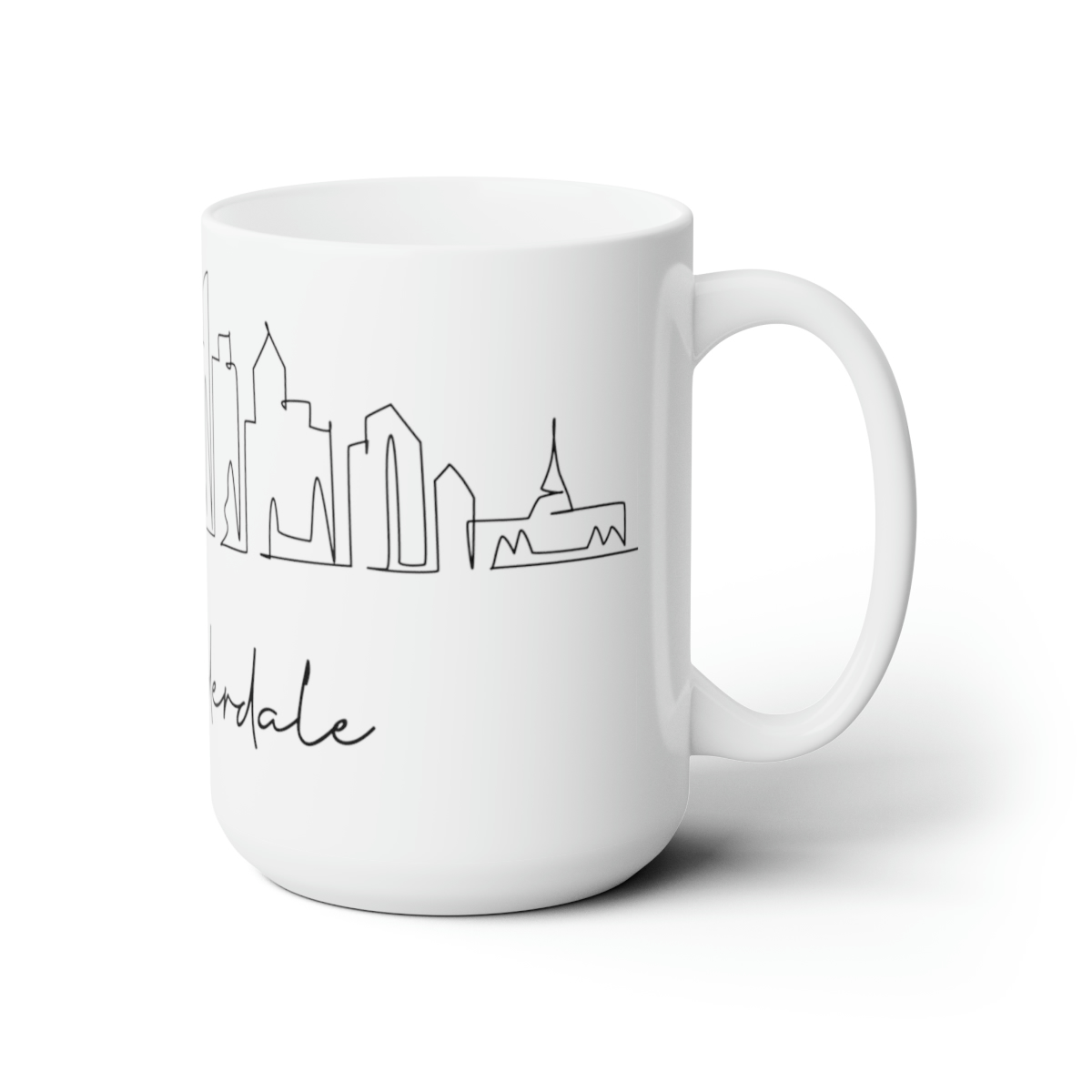 Fort Lauderdale City Skyline White Mug 15oz Ceramic - Image 3
